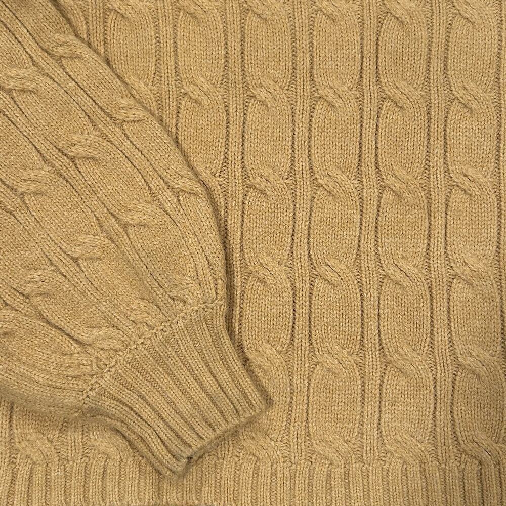 Truth Cable Knit Turtleneck Sweater Women's Size Large Cropped Mustard Yellow - Picture 2 of 9